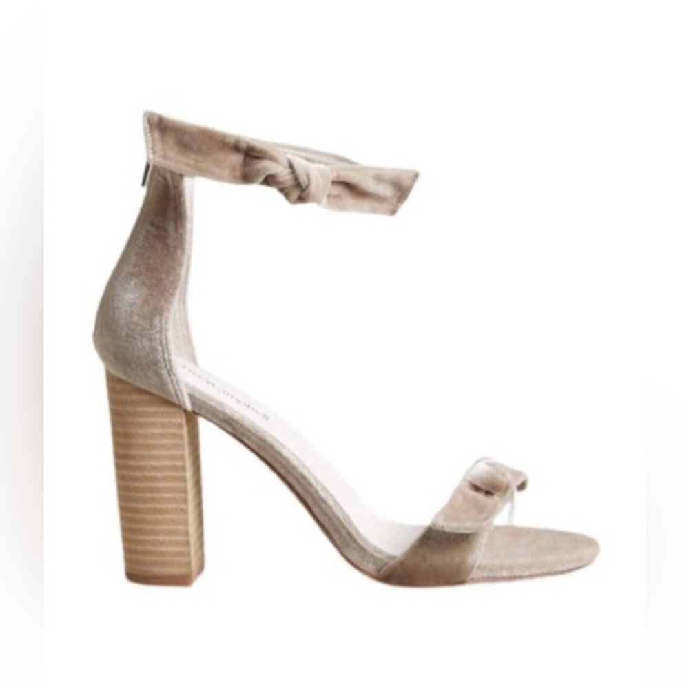 Jeffrey Campbell Tan Velvet Bow Front /Ankle Stappy Heels Whimsy Fairy Club 9.5